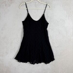 Black Lace Babydoll Cami Top Sheer Romantic Y2K Coquette Fairy Grunge Large